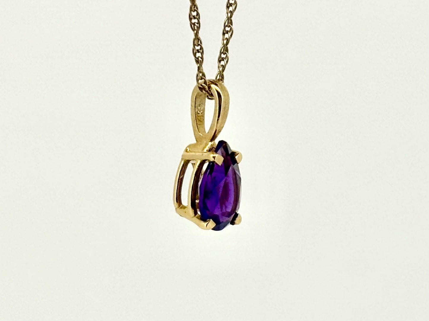 14k Solid Yellow Gold Pear Amethyst Pendant, February Birthstone, Amethyst Necklace, Birthday Gift For Her,  Anniversary Gift, Healing Stone