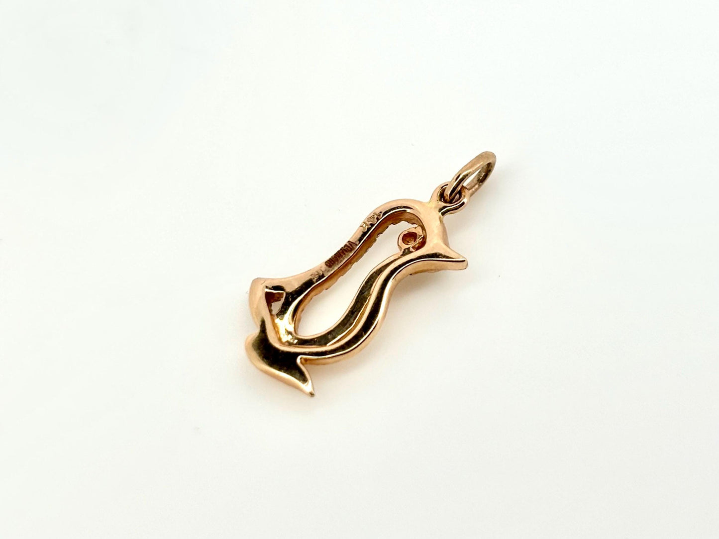 14K Rose Gold Penguin Pendant, Dainty Bird Necklace Bird Pendant Diamond Charm, Animal Diamond Pendant Gift for Her Birthday, Anniversary