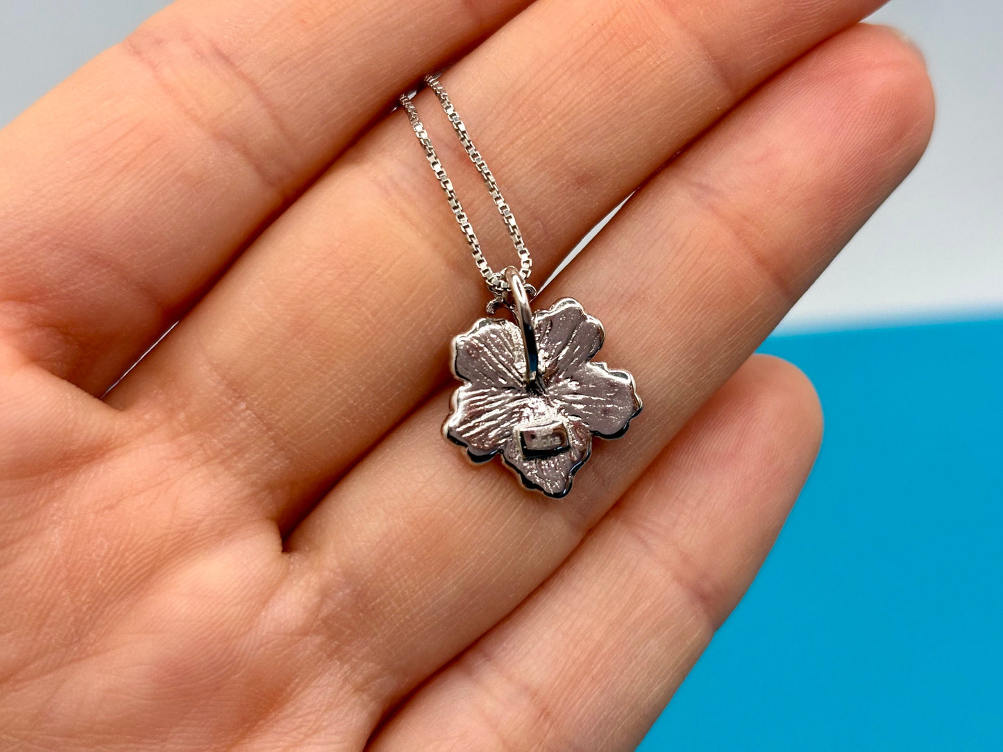 Hawaiian Hibiscus Flower Necklace 925 Sterling Silver Tarnish Free KOA WOOD Dainty Necklace with Chain Cute Gift for Her Gift for Girlfriend