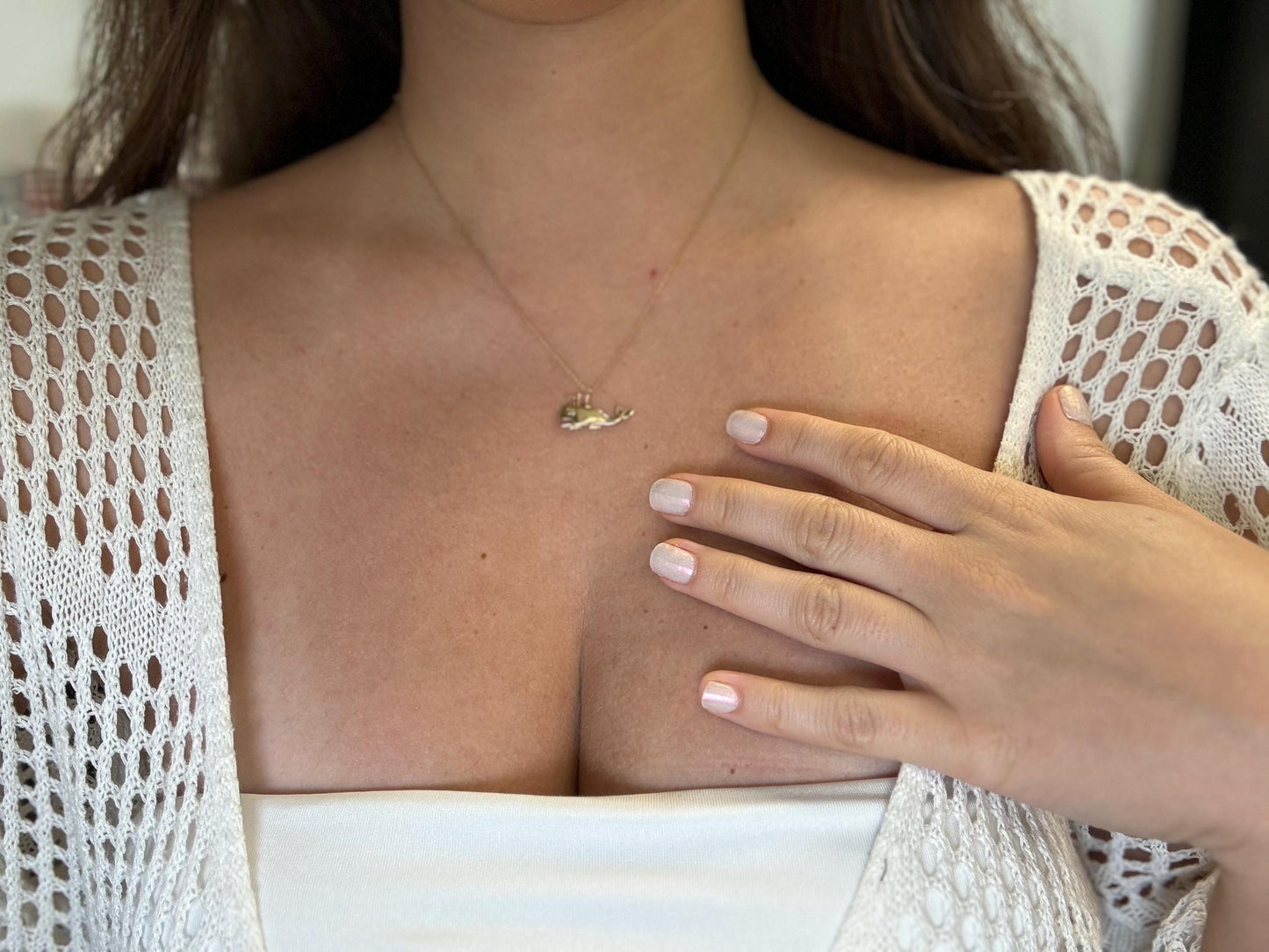 14K Yellow Gold Whale Pendant, Whale Necklace Gold Pendant Gold Necklace Birthday Gift For Her Fish Pendant Anniversary Gift Christmas Gift