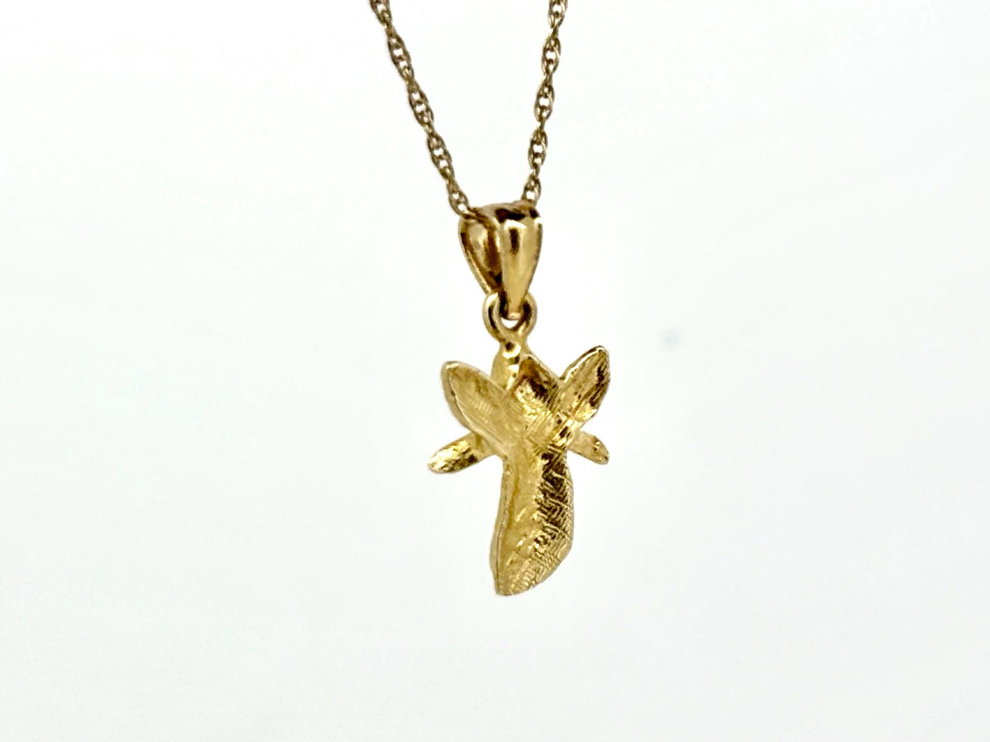 14K Solid Gold Guardian Angel Pendant Loving Angel Necklace Gold Pendant Valentines Gift for her Birtday Gift for Mom Protective Necklace