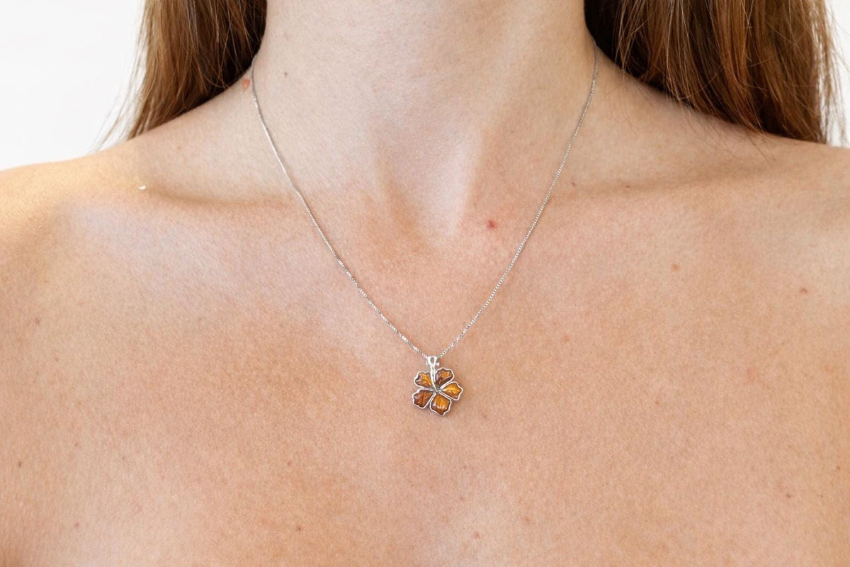 Koa Wood Hibiscus Necklace | 925 Sterling Silver, Rhodium Plated, gift for her, birthday gift, gift for mom – handmade Hawaiian jewelry, Island Goddess Jewelry