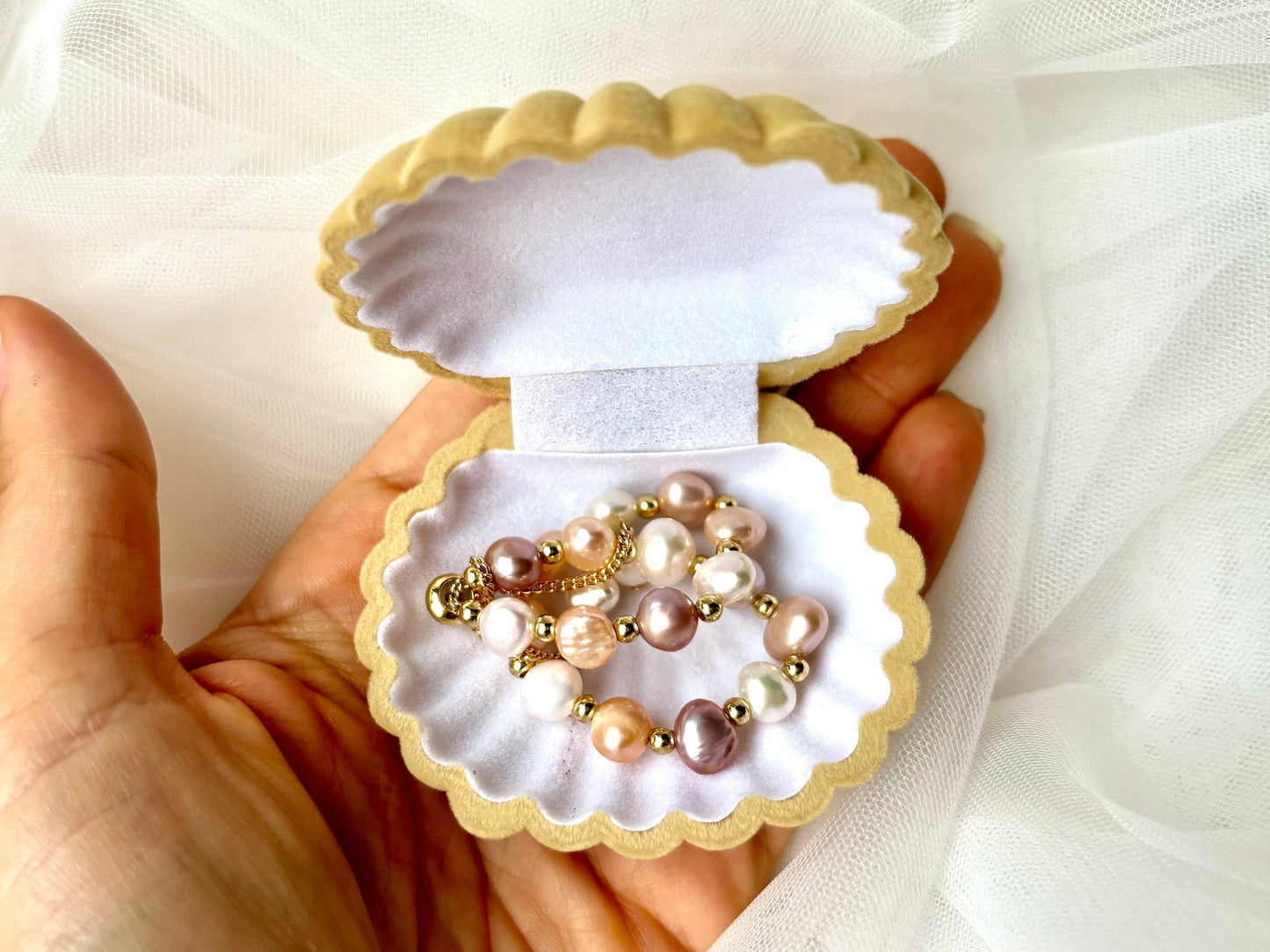 Three Tone Pearl Bracelet – Elegant Freshwater Jewelry With Copper Adjustable Clasp