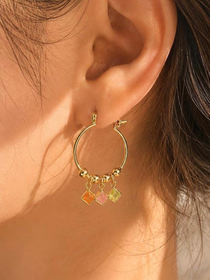 Gold Filled Hoop Earrings, 14K, Pastel CZ, Boho Aesthetic, Gift For Her, astrology lover, daily earrings, everyday earrings – handmade Hawaiian jewelry, Island Goddess Jewelry
