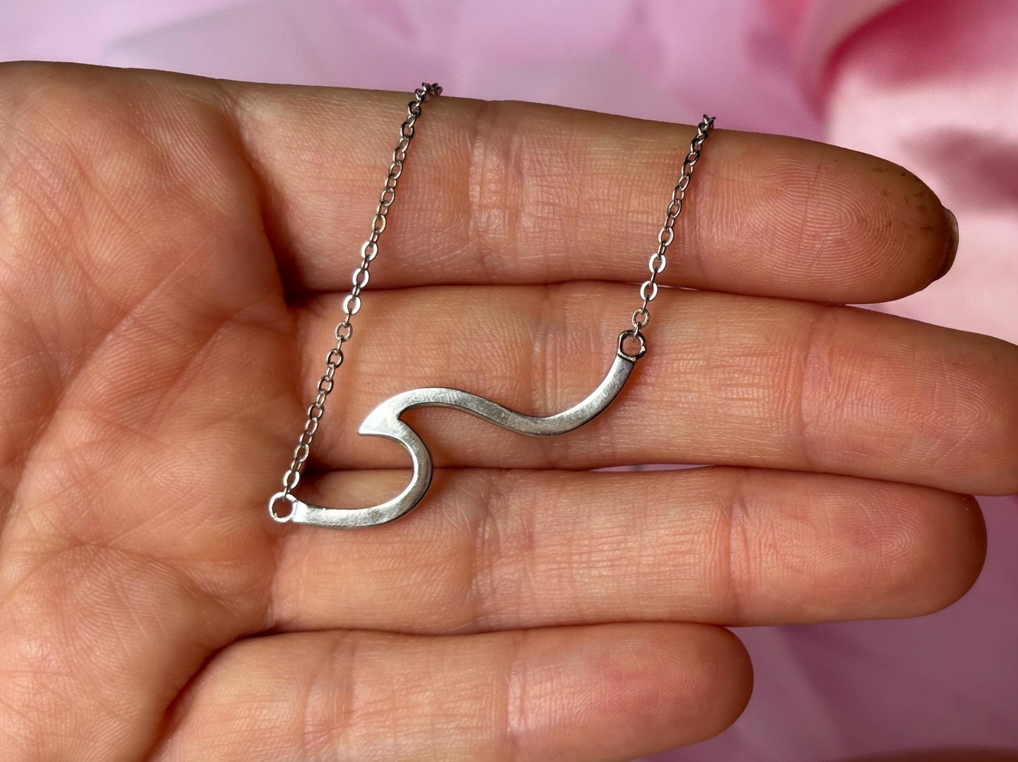 Hawaiian Wave Necklace 925 Sterling Silver Tarnish Free Gift for Her, Oceanlover, Surfer Beach Jewelry Shinny Necklace Gift for Girlfriend