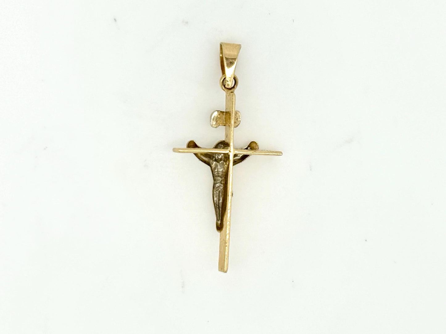 14K Solid Yellow Gold Cross Necklace Jesus Christ Pendant Giant Elegant Christian Gift for her Chritian Gift for Wife Christmas Gift