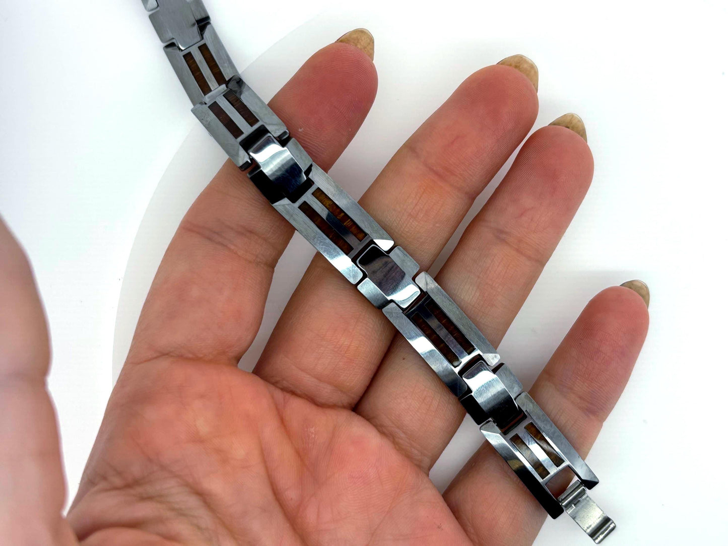 Men’s Tungsten Bracelet – Koa Wood & Abalone Combination