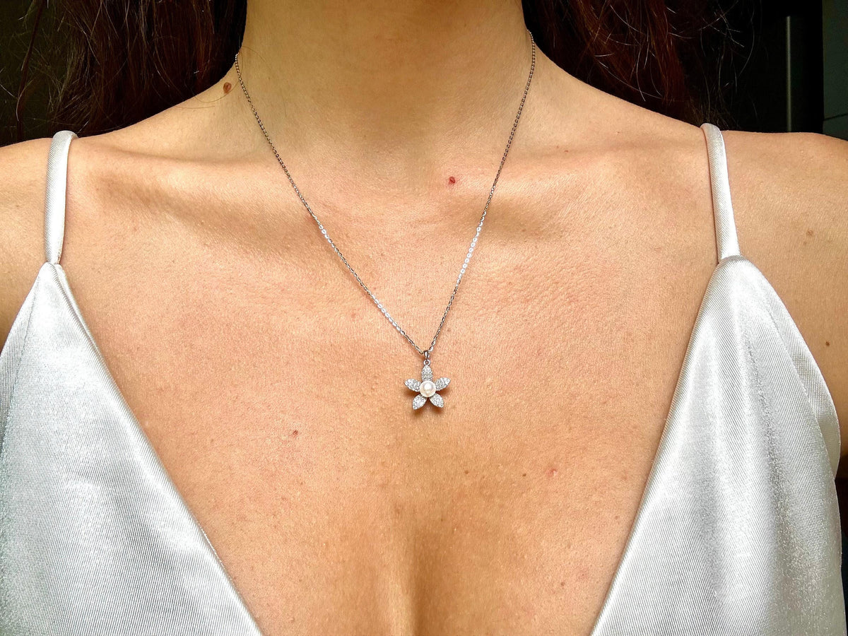 Plumeria Flower Necklace, Pearl Jewelry, Hawaii Gift For Her Set, birthday gift, gift for mom, dainty necklace – handmade Hawaiian jewelry, Island Goddess Jewelry