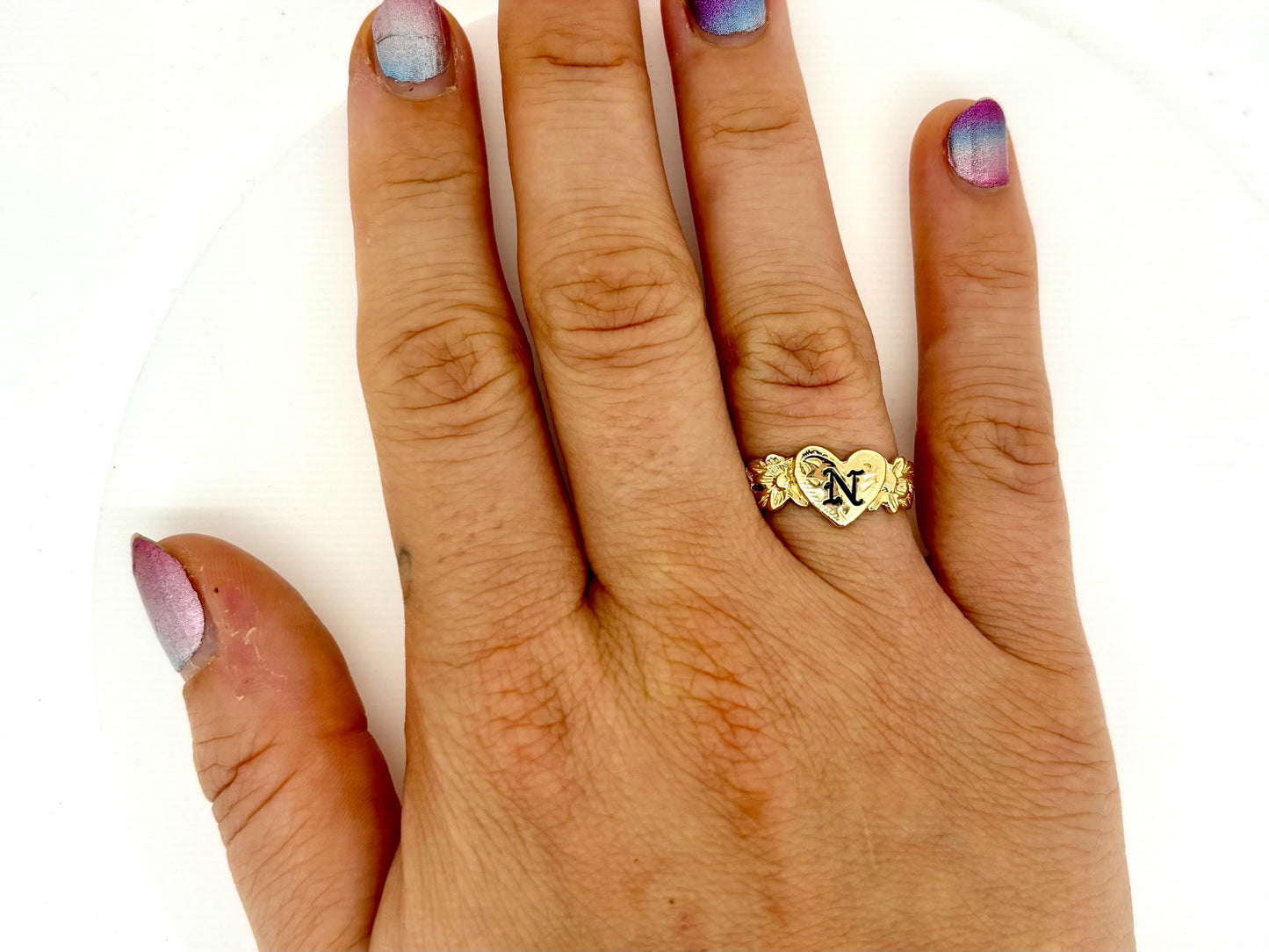 14K Solid Gold Ring Hawaiian Letter Ring- Wedding Ring - Name Ring - Valentines Gift for Her- Birthday Gift for Girlfriend Gift for Mom