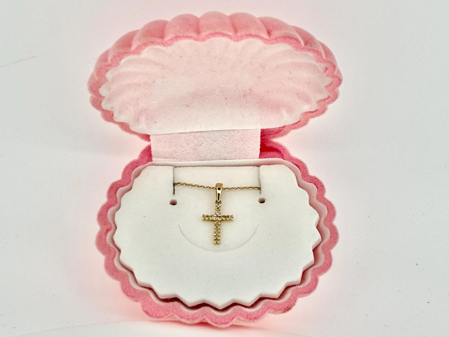 14K Solid White Gold Cross Necklace Jesus Christ Pendant Diamond Cross Christian Gift for her Chritian Gift for Wife Christmas Gift