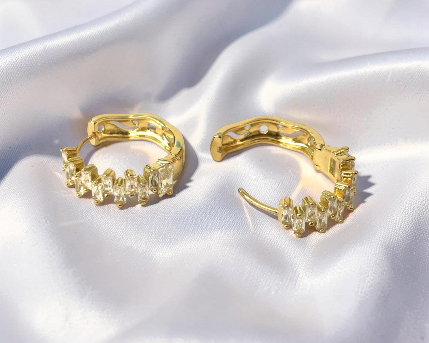 Dainty Hoop Earrings – 14K Gold Plated Cubic Zirconia Sparkling Hoops Gift