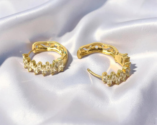 Dainty Hoop Earrings – 14K Gold Plated Cubic Zirconia Sparkling Hoops Gift, gift for her – handmade Hawaiian jewelry, Island Goddess Jewelry