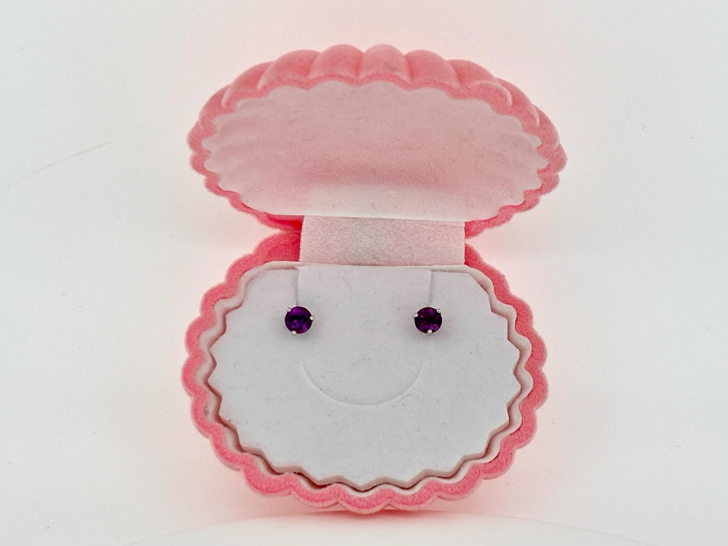 14K White Gold Grape Garnet Stud Earrings, Gold Earrings, Gold Studs January Birthstone, Minimalist Gift for Her Purple Earrings