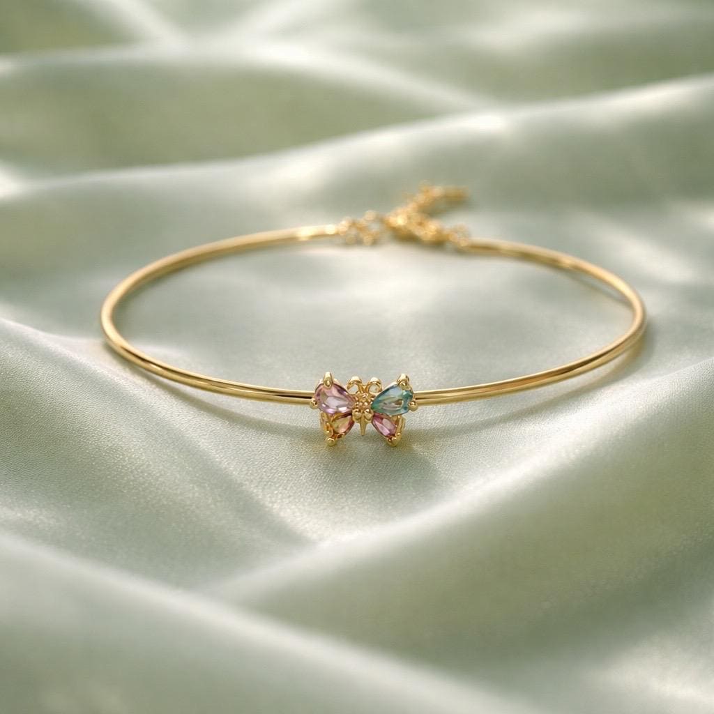 Butterfly Bracelet – Adjustable Gold Plated Stackable Stainless Steel Jewelry
