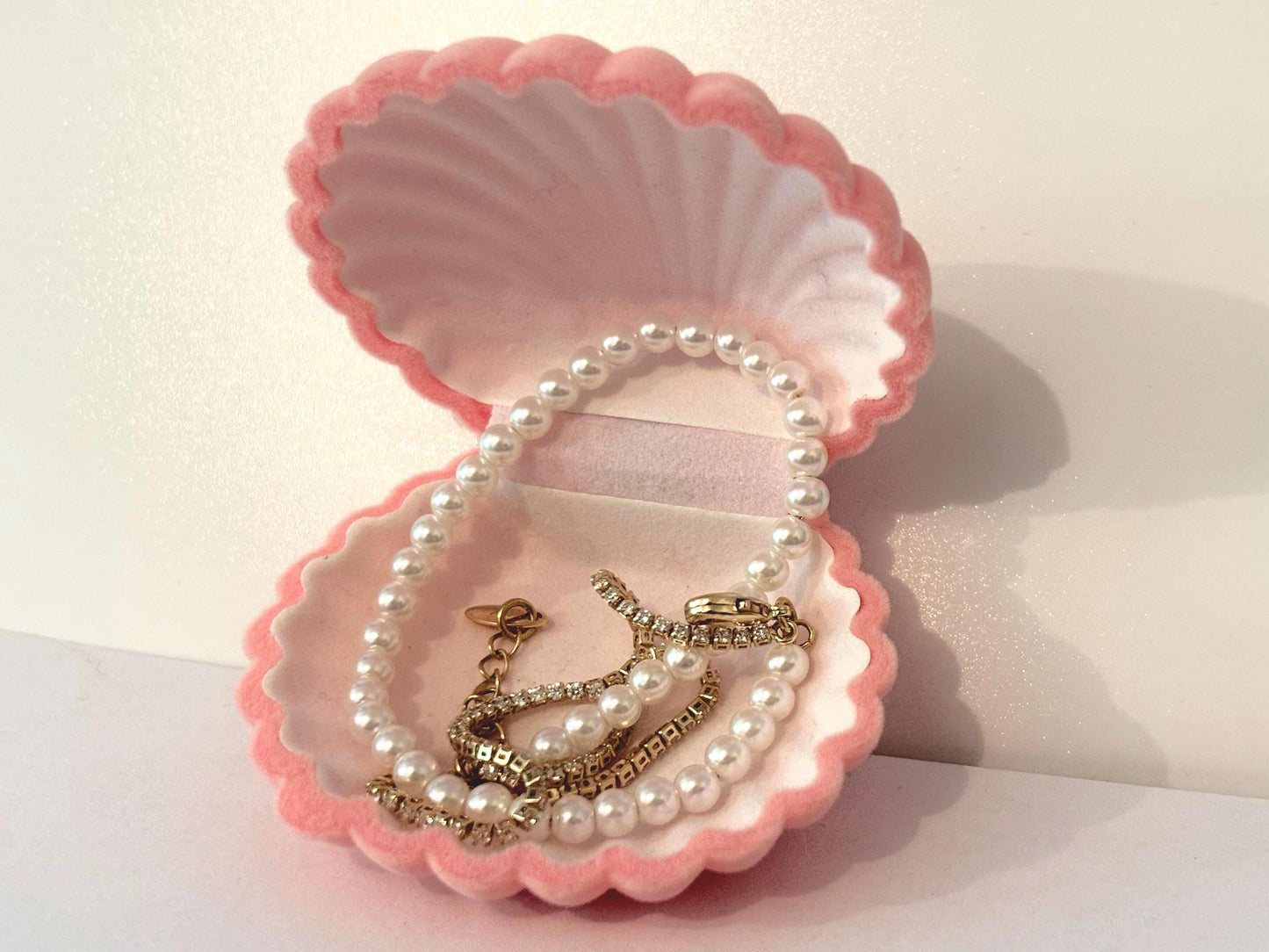 Dainty Pearl Tennis Bracelet – Adjustable Gold Stackable Bracelet with Cubic Zirconia Sparkle