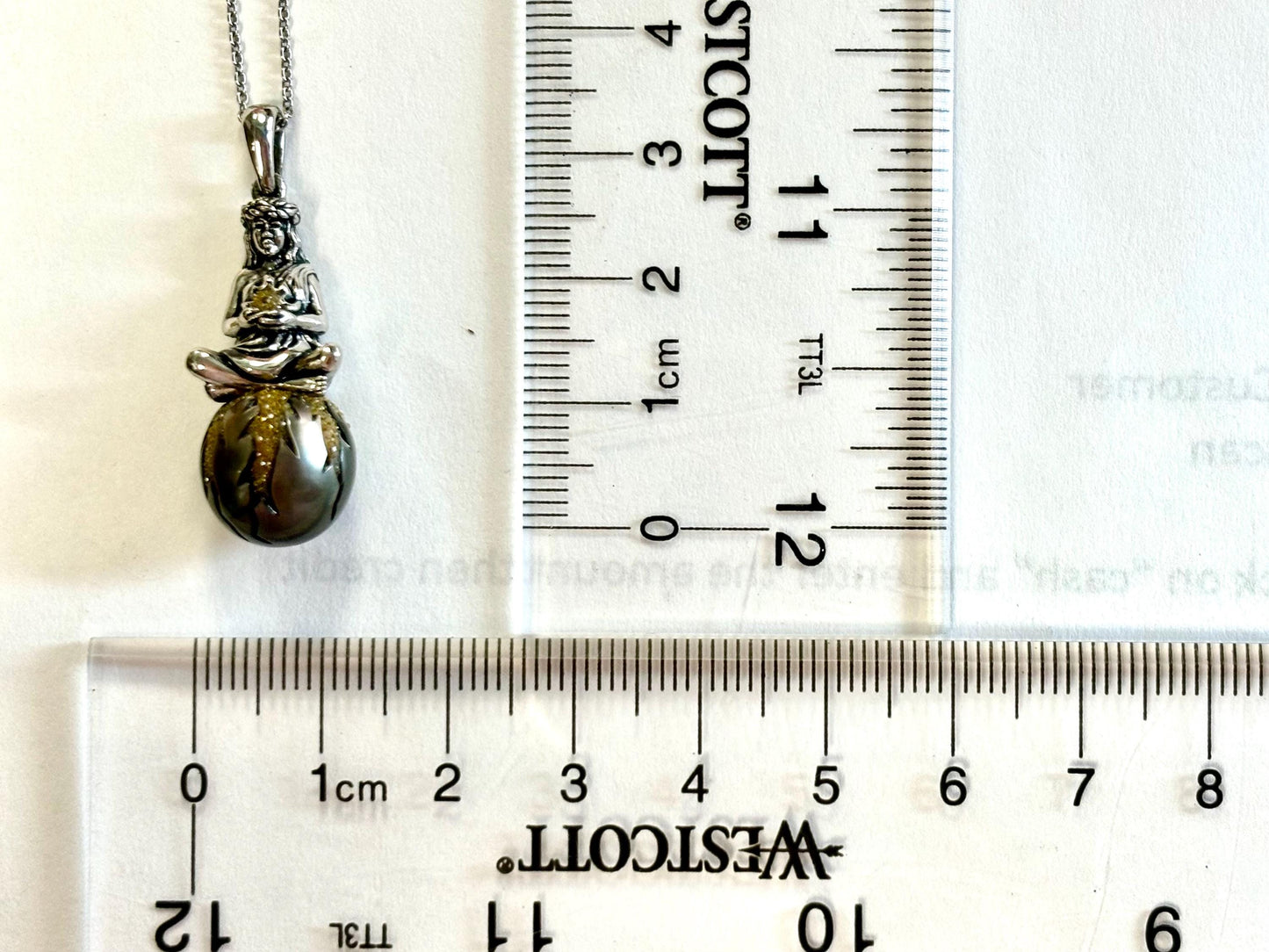 Tahitian Pearl Necklace With Chain 925 Sterling Silver Pele Necklace Volcano Goddess of Hawaii with Yellow Diamonds Birthday Gift for Her