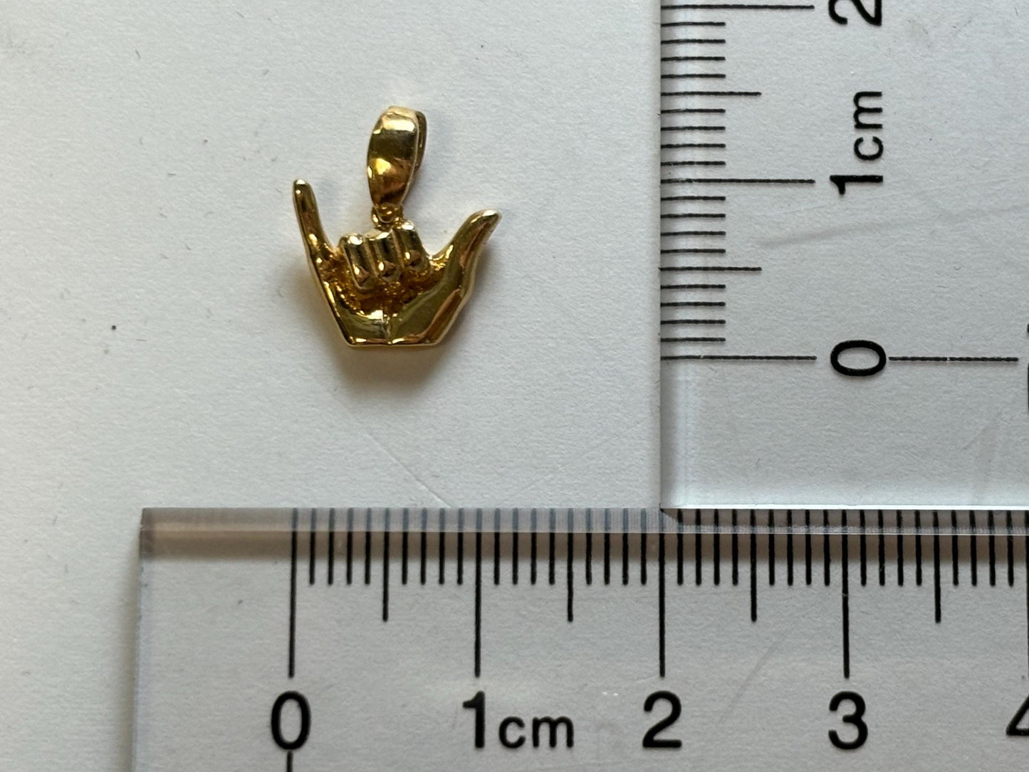 14K Solid Gold Hawaiian Shaka Sign Pendant Funny Shaka Sign Necklace Gold Pendant Birthday Gift for her Gift for Mom Flower Necklace