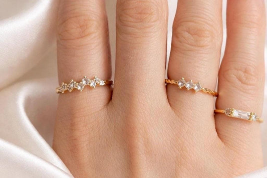 Adjustable Stackable Ring – Stainless Steel Pinky Ring With Cubic Zirconia Stone