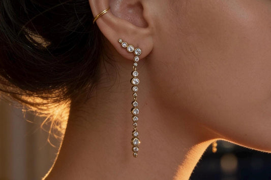 Crystal Ear Climber Earrings – Gold Plated Dainty Drop With Cubic Zirconia Sparkle