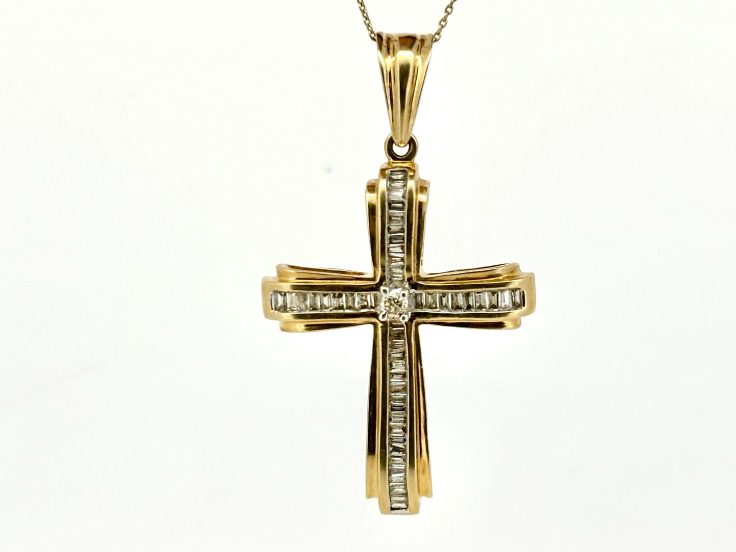14K Solid Yellow Gold Cross Necklace Jesus Christ Pendant Diamond Cross Christian Gift for her Chritian Gift for Wife Christmas Gift