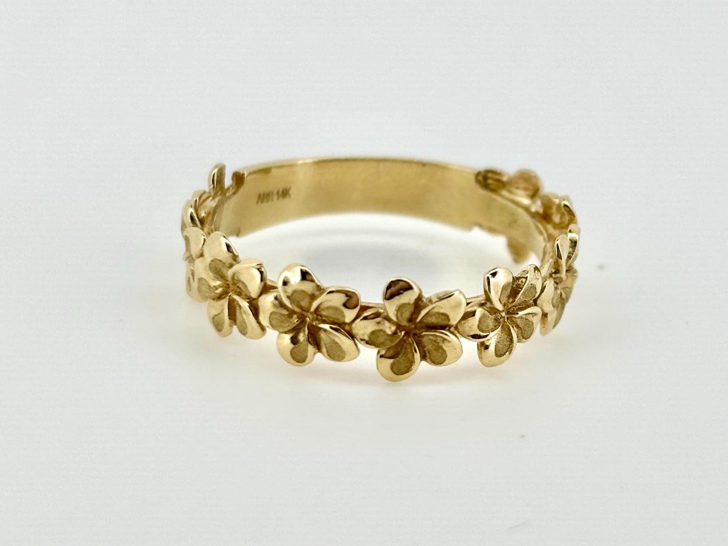 14K Solid Gold Ring Hawaiian Wedding Band - Wedding Ring - Flower Ring - Valentines Gift for Her- Birthday Gift for Girlfriend Gift for Mom