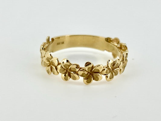 14K Solid Gold Ring Hawaiian Wedding Band - Wedding Ring - Flower Ring - Valentines Gift for Her- Birthday Gift for Girlfriend Gift for Mom