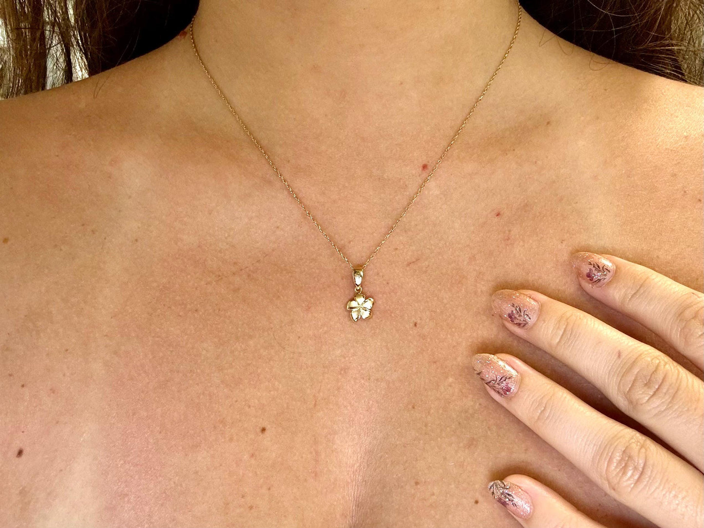 14K Solid Gold Plumeria Pendant Flower Pendant Necklace Gold Pendant Birthday Gift for her Gift for Mom Flower Necklace
