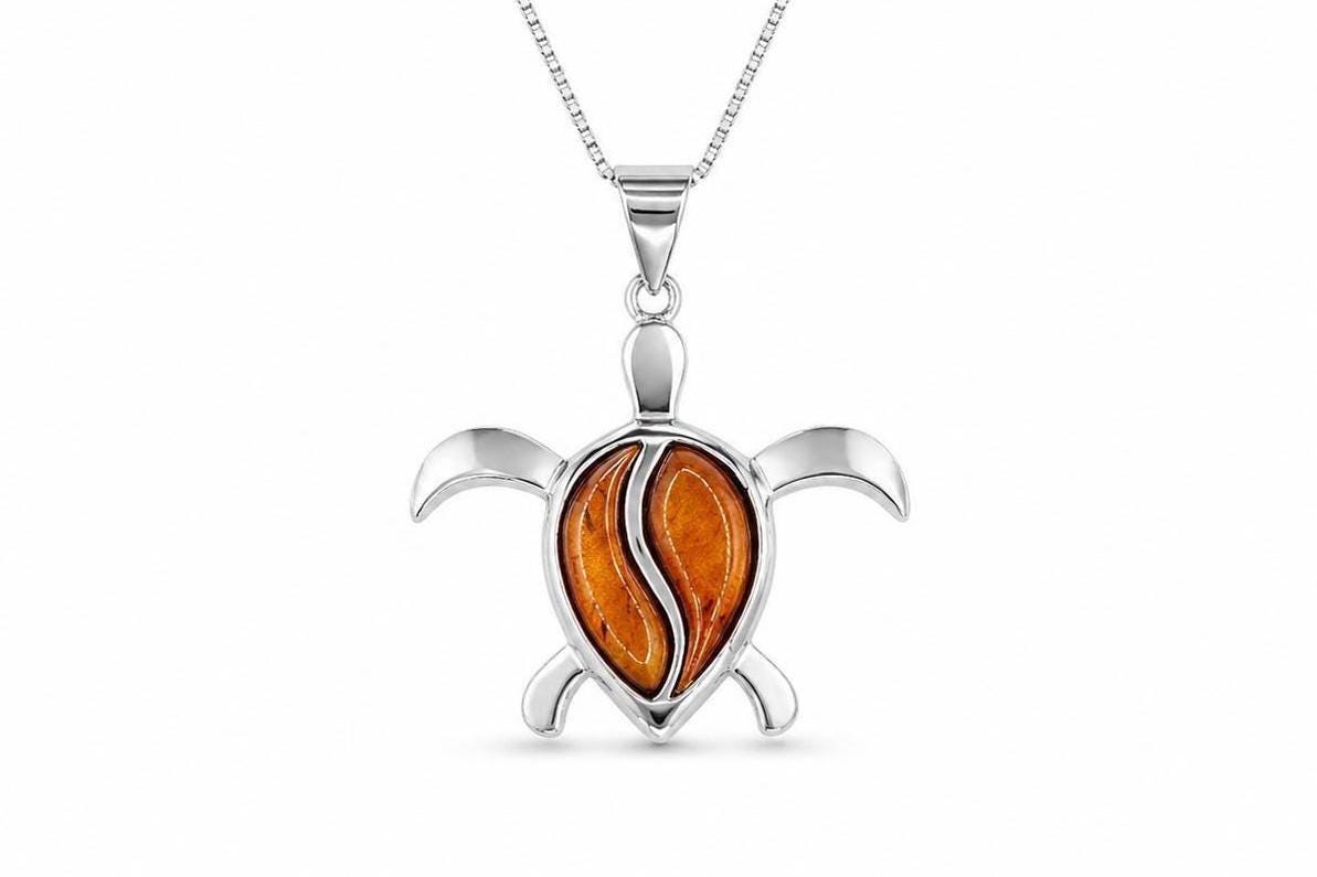 Koa Wood Turtle Necklace | Hawaiian Honu, 925 Sterling Silver, chain, gift, moana – handmade Hawaiian jewelry, Island Goddess Jewelry