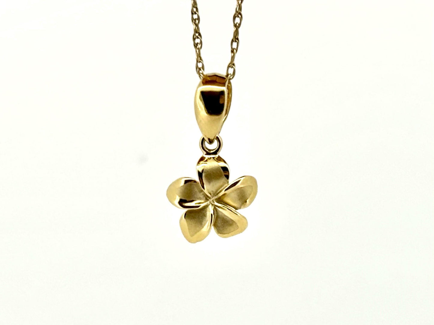 14K Solid Gold Plumeria Pendant Earring Set Flower Jewelry Set Gold Necklace Gold Pendant Birthday Gift for her Gift for Mom Flower Necklace