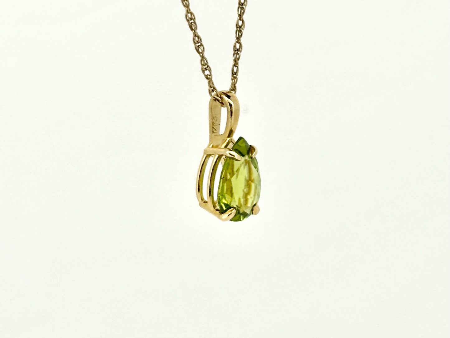 14K Solid Gold Necklace Peridot Pendant Hawaiian Diamond Peles Tears - Birthday Gift for Her Gift For Mom Green Necklace Peridot Necklace