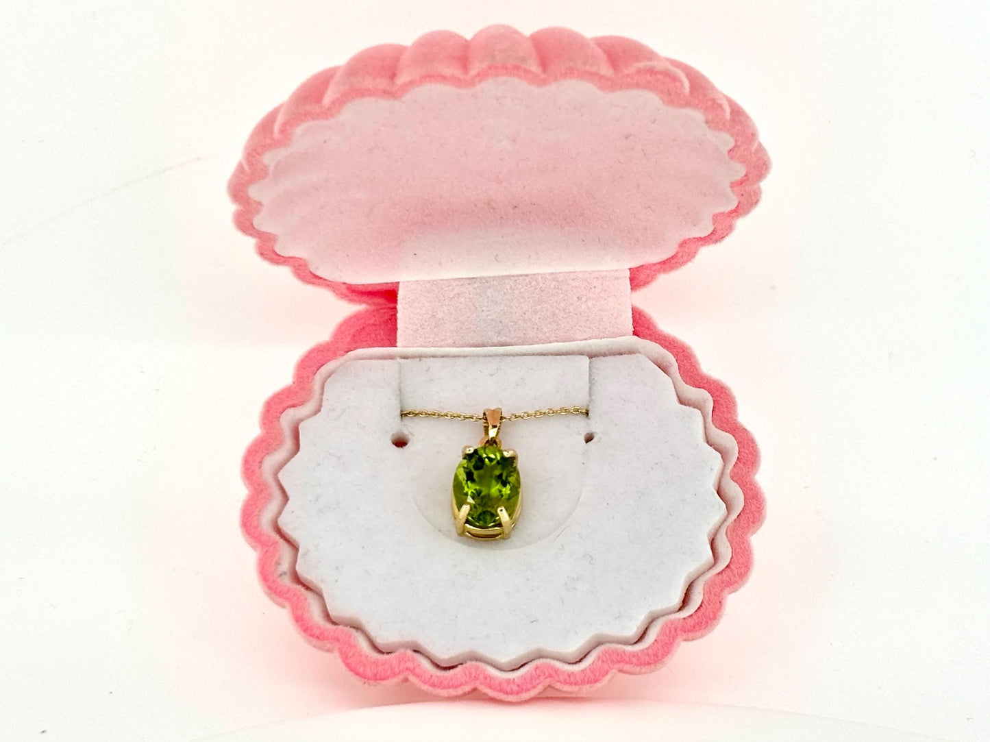 14K Solid Gold Pendant Peridot Pendant Hawaiian Diamond Peles Tears - Birthday Gift for Her Gift For Mom Gold Necklace Peridot Necklace