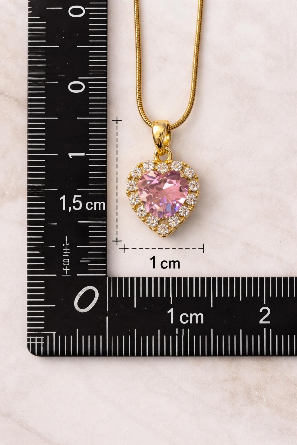 Pink Heart Necklace – Adjustable Chain Necklace With Cubic Zirconia Pendant Gift For Her