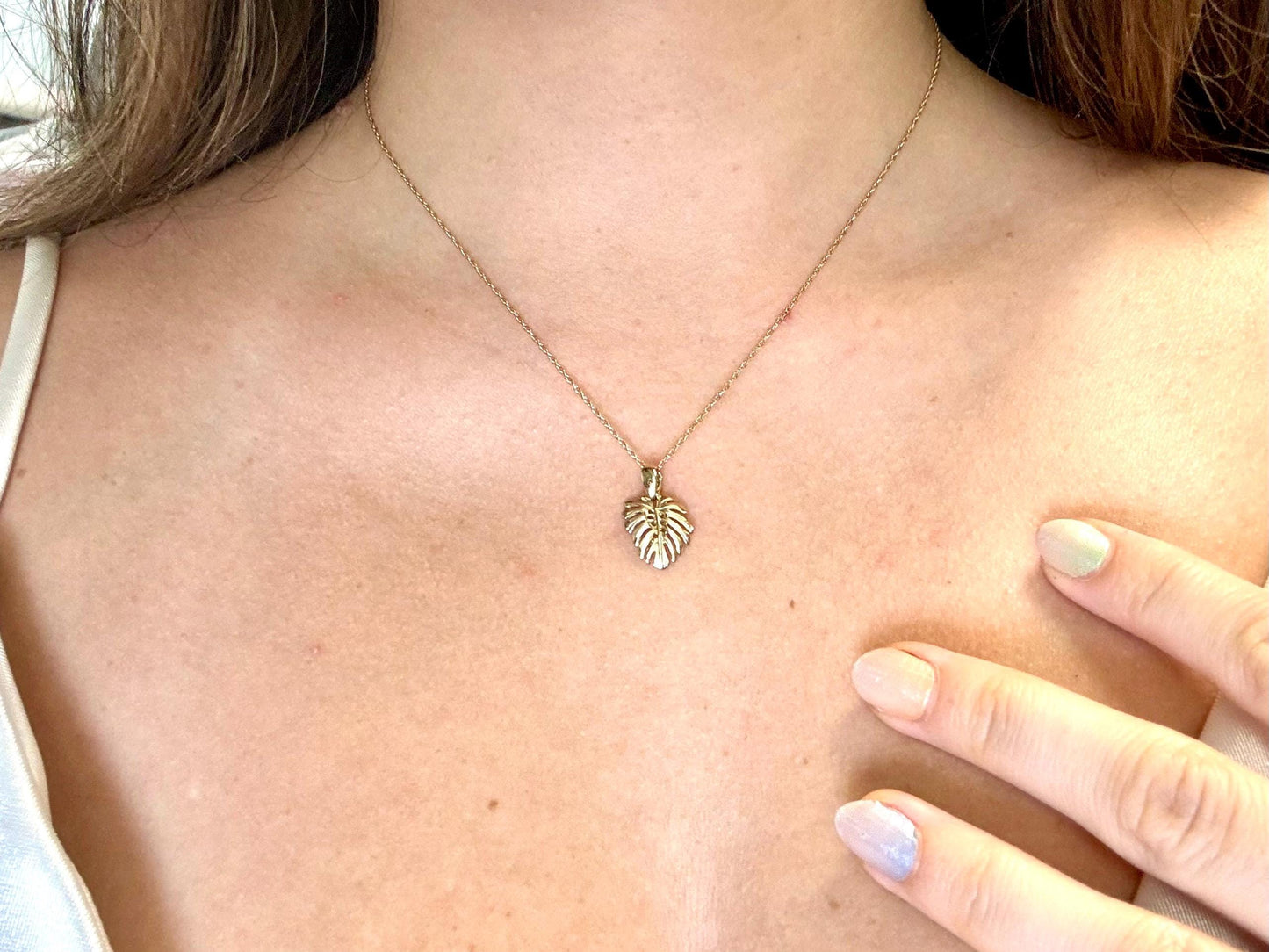 14K Gold Monstera Pendant Monstera Necklace Leaf Pendant Nature Inspired Necklace Leaf Necklace Birthday Gift for Her Gift for Plant Lovers