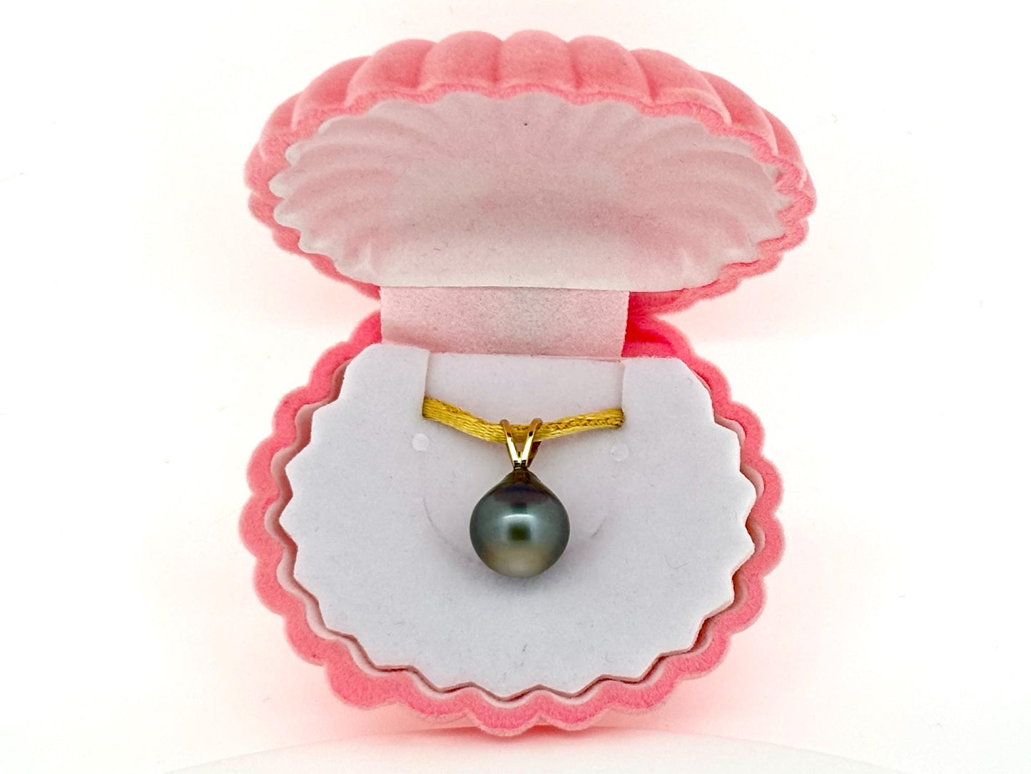 Genuine Natural Tahitian Pearl Necklace Ocean Blue Pearl Pendant with 14K Gold Chain Black Pearl Necklace Birthday Gift for Her Gift for Mom