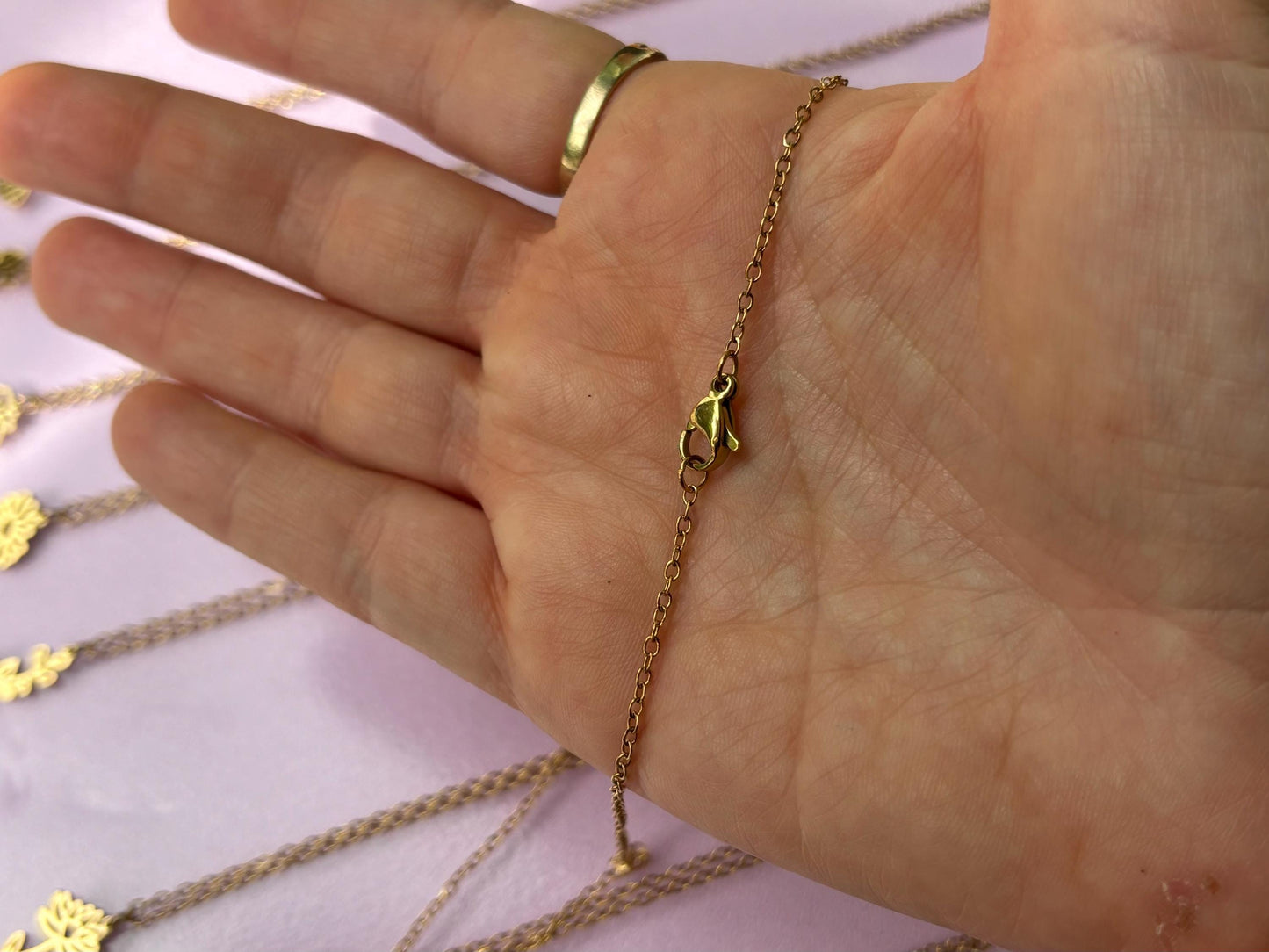 Birth Flower Necklace Stainless Steel 18K Gold Plated Necklace with Chain Birthday Gift for Her - Gift for Mom , Gift for Girlfriend