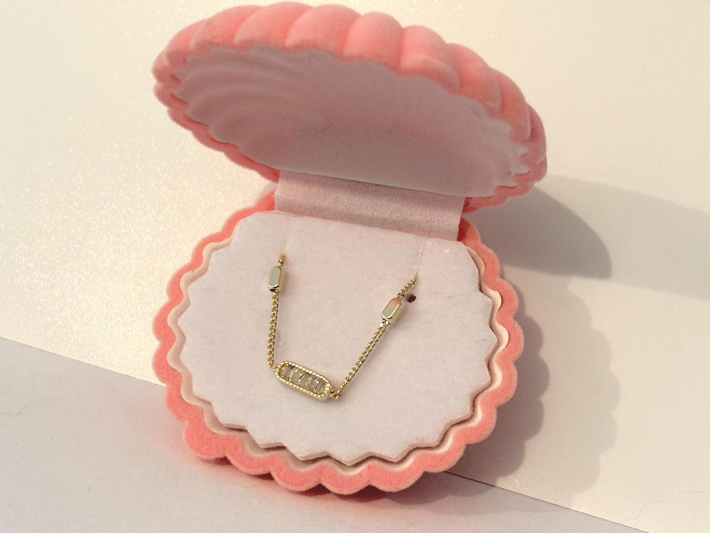 Hand Chain Bracelet | Adjustable 14K Gold Plated Baguette Ring with Cubic Zirconia Sparkle