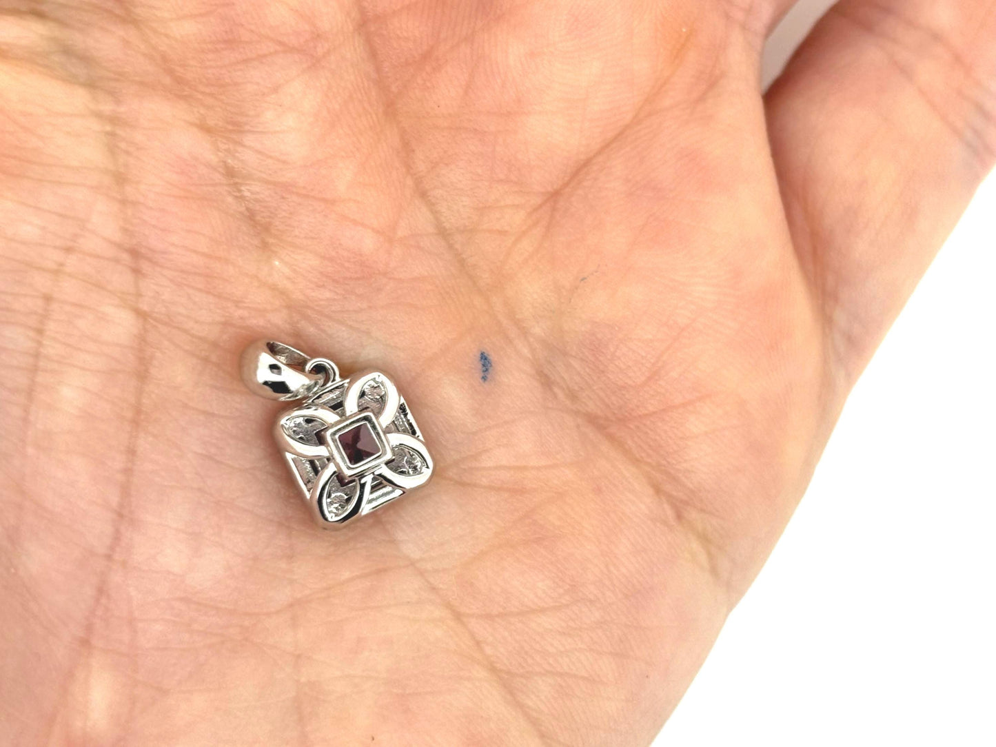 Mystic Topaz Diamond Pendant 14K White Gold 1.28 Carat - Rainbow Necklace, Dainty Necklace Charm , Birthday Gift for Her Gift For Mom