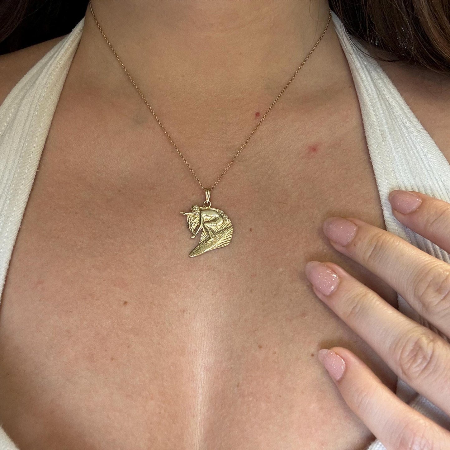 14K Gold Surfer Pendant