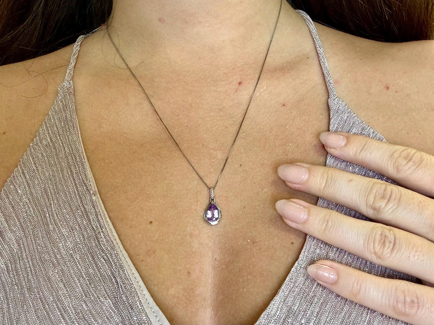 925 Sterling Silver Amethyst Necklace, Dainty Amethyst Pendant, February Birthstone Necklace, Birthday Gift for Her Purple Pendant