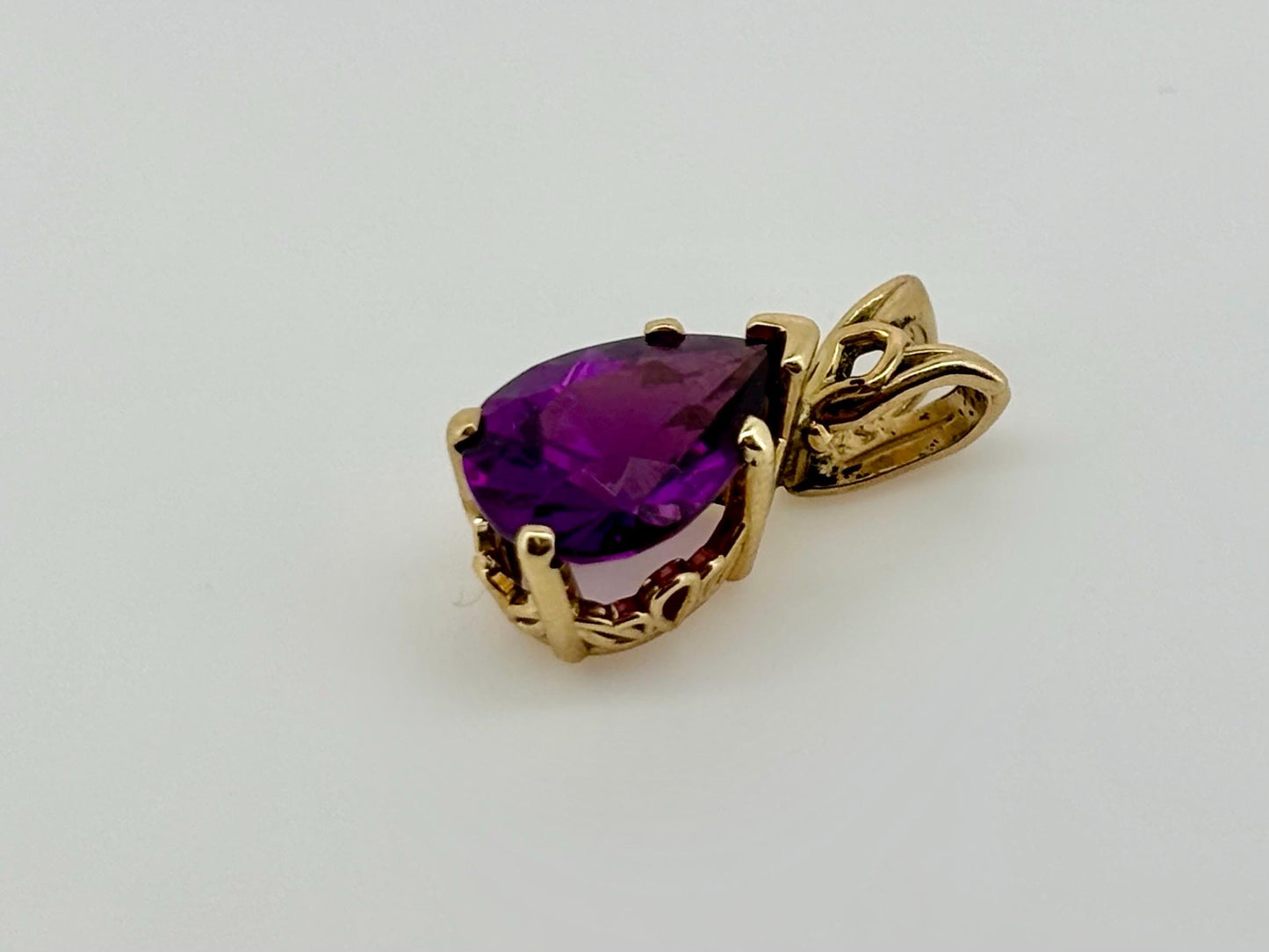 14K Solid Gold Necklace Red Violet Garnet Pendant Garnet Necklace- Genuine January Birthstone Jewelry, Birthday Gift for Her Purple Pendant