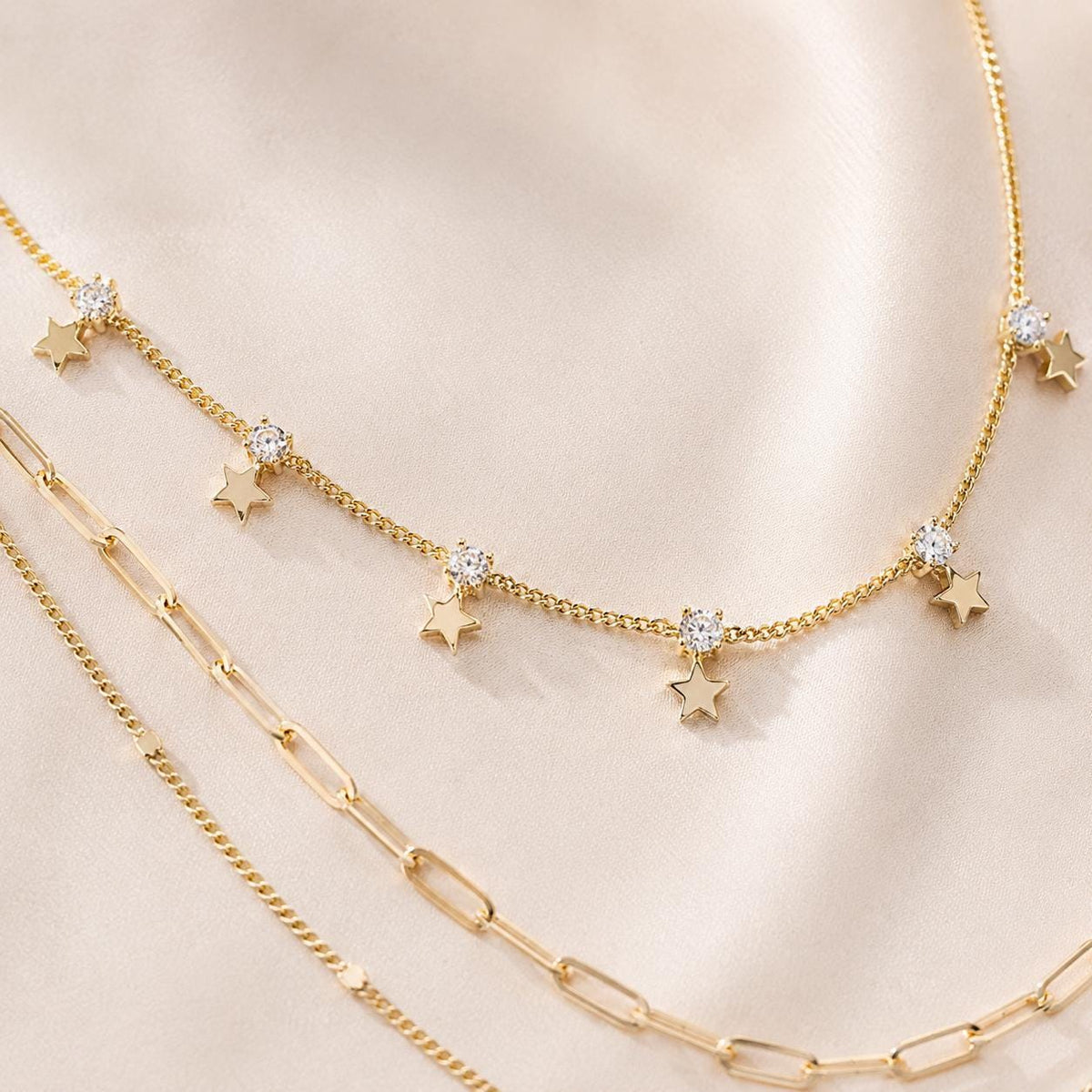 Gold Star Layering Necklace, 14K Gold Plated North Star CZ Pendant, gift for her, astrology lover, celestial jewelry – handmade Hawaiian jewelry, Island Goddess Jewelry