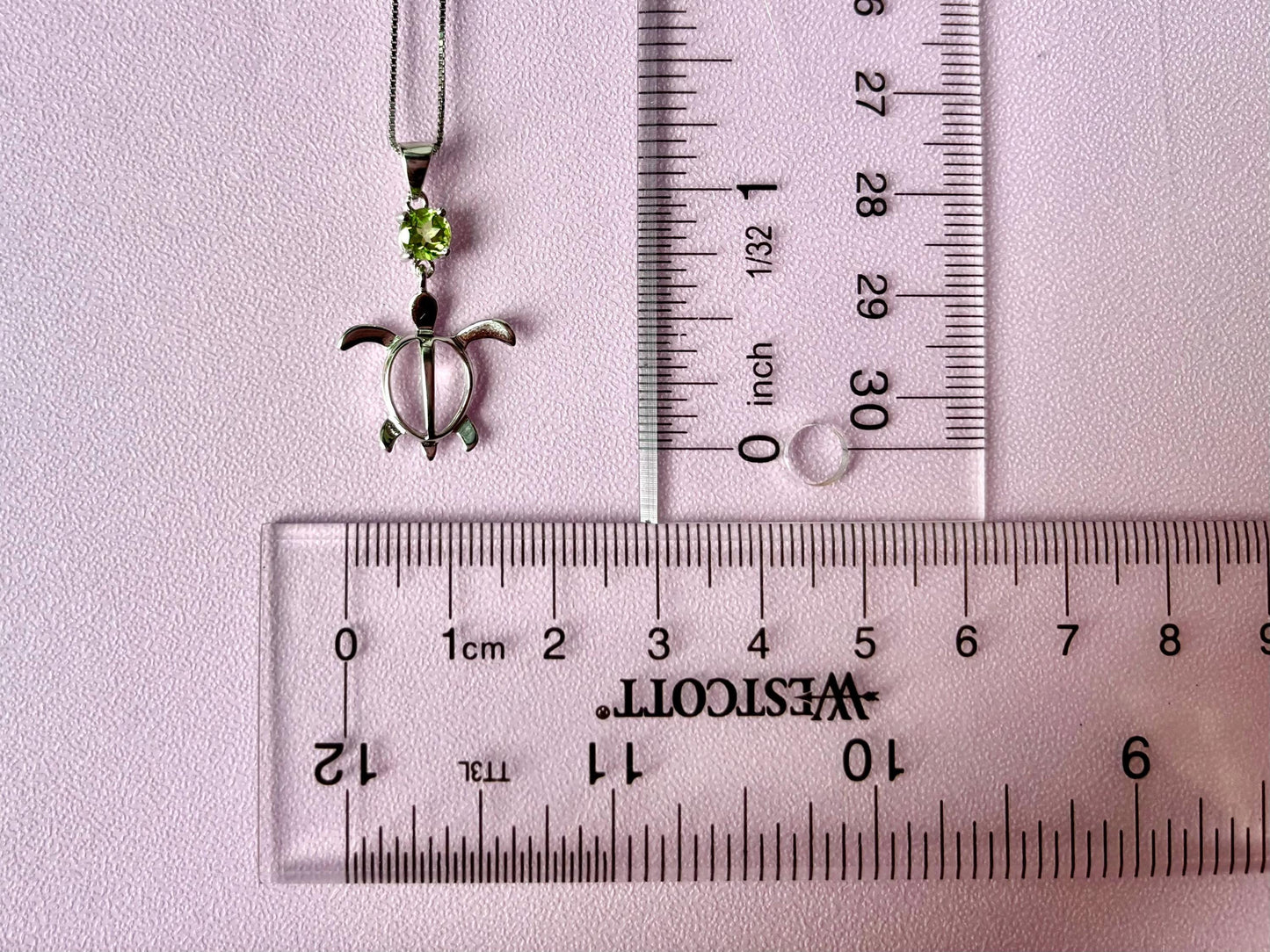 Hawaiian Turtle Necklace - Peridot Stone 925 Sterling Silver Waterproof With Chain - Birthday Gift for Her - Gift For Mom - Dainty Necklace