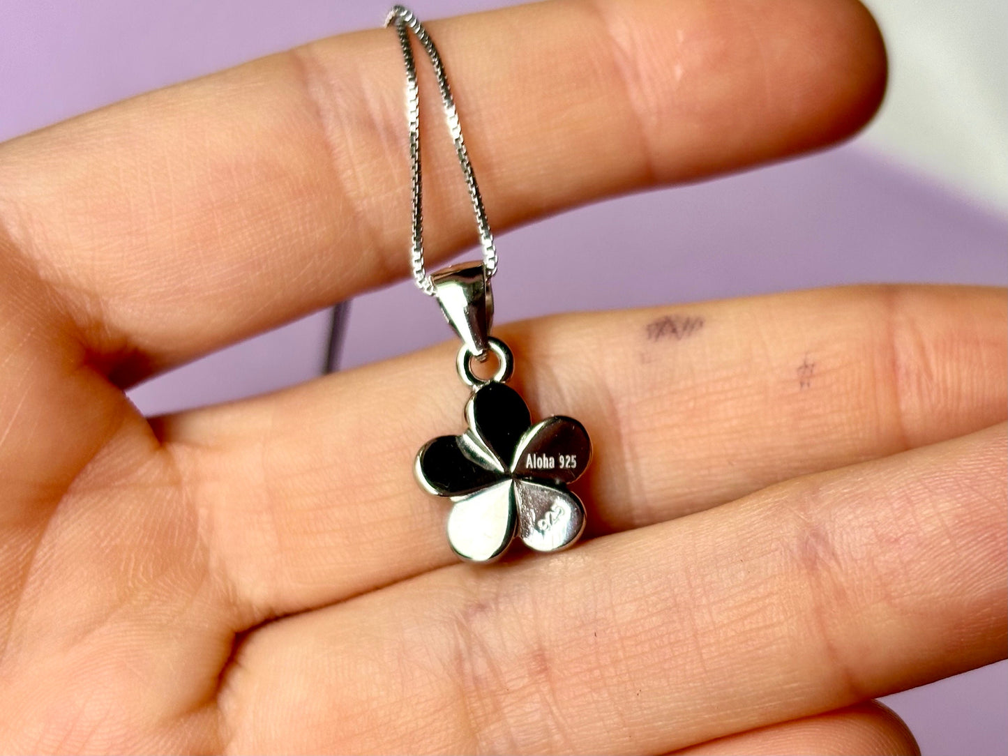 Hawaiian Plumeria Flower Necklace 925 Sterling Silver Tarnish Free Blue Opal Necklace with Chain Gift for her Oceanlover Wife Daugther Mom