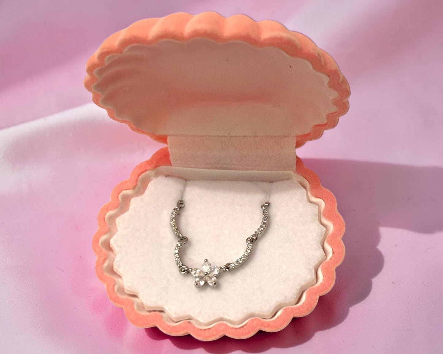Gold Flower Necklace – Dainty Floral Pendant With Cubic Zirconia Stone