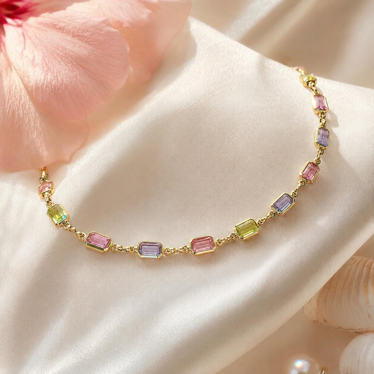 Dainty Gemstone Necklace, Pastel Gold Chain - Gift For Her Today!, colorful necklace, dainty gold necklace, everyday jewelry – handmade Hawaiian jewelry, Island Goddess Jewelry