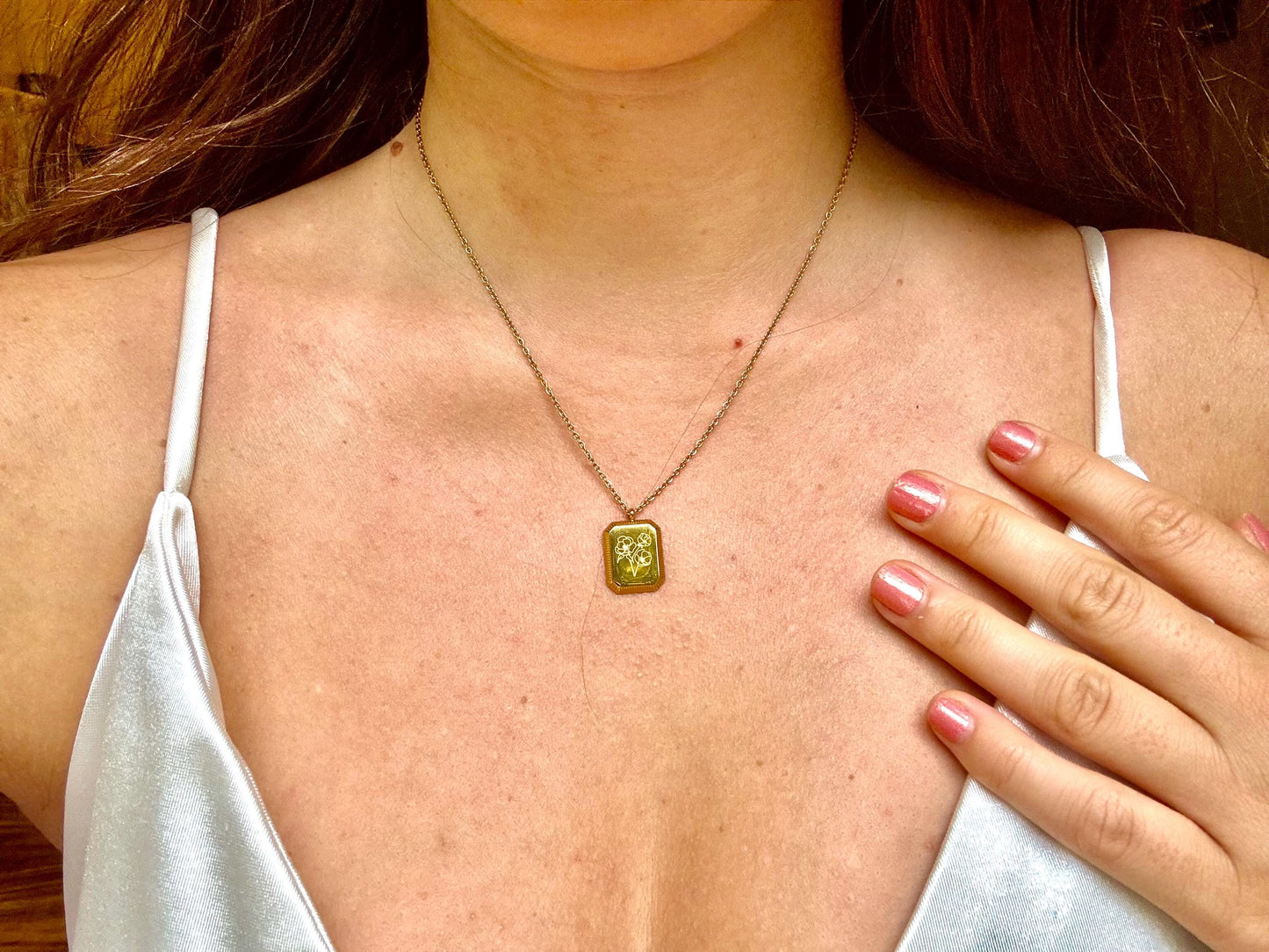 Birth Flower Necklace 925 Stainless Steel 18K Gold Plated Necklace with Chain Birthday Gift for Her - Gift for Mom , Gift for Girlfriend