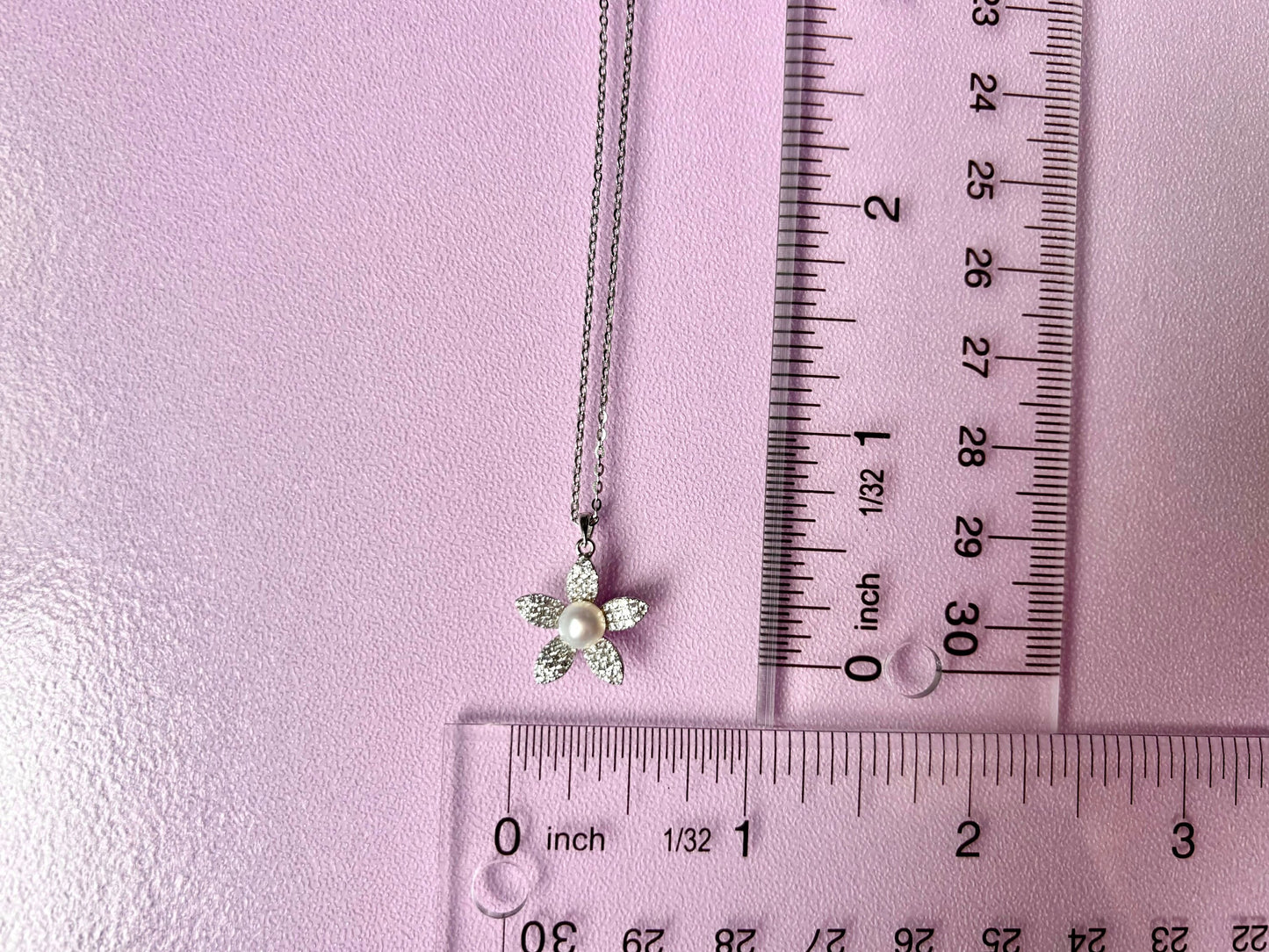 Plumeria Flower Necklace – Bridesmaid Gift Necklace with Freshwater Pearl Pendant