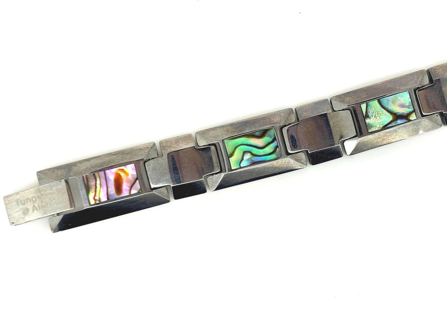 Men’s Tungsten Bracelet with Abalone Inlay – 8 Inch