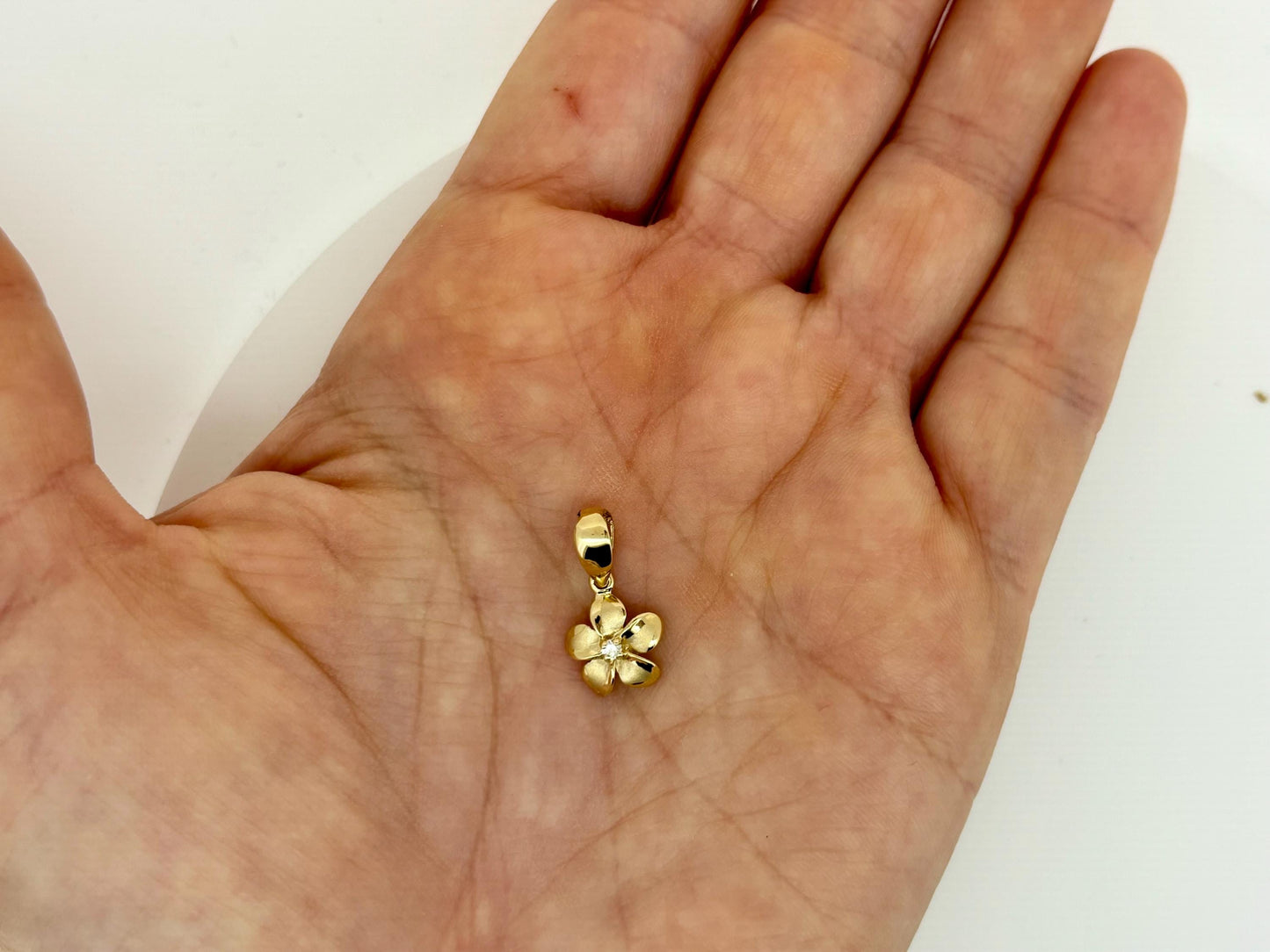 14K Solid Gold Plumeria Pendant Flower Pendant 0.2 Ct Diamond Necklace Gold Pendant Birthday Gift for her Gift for Mom Flower Necklace