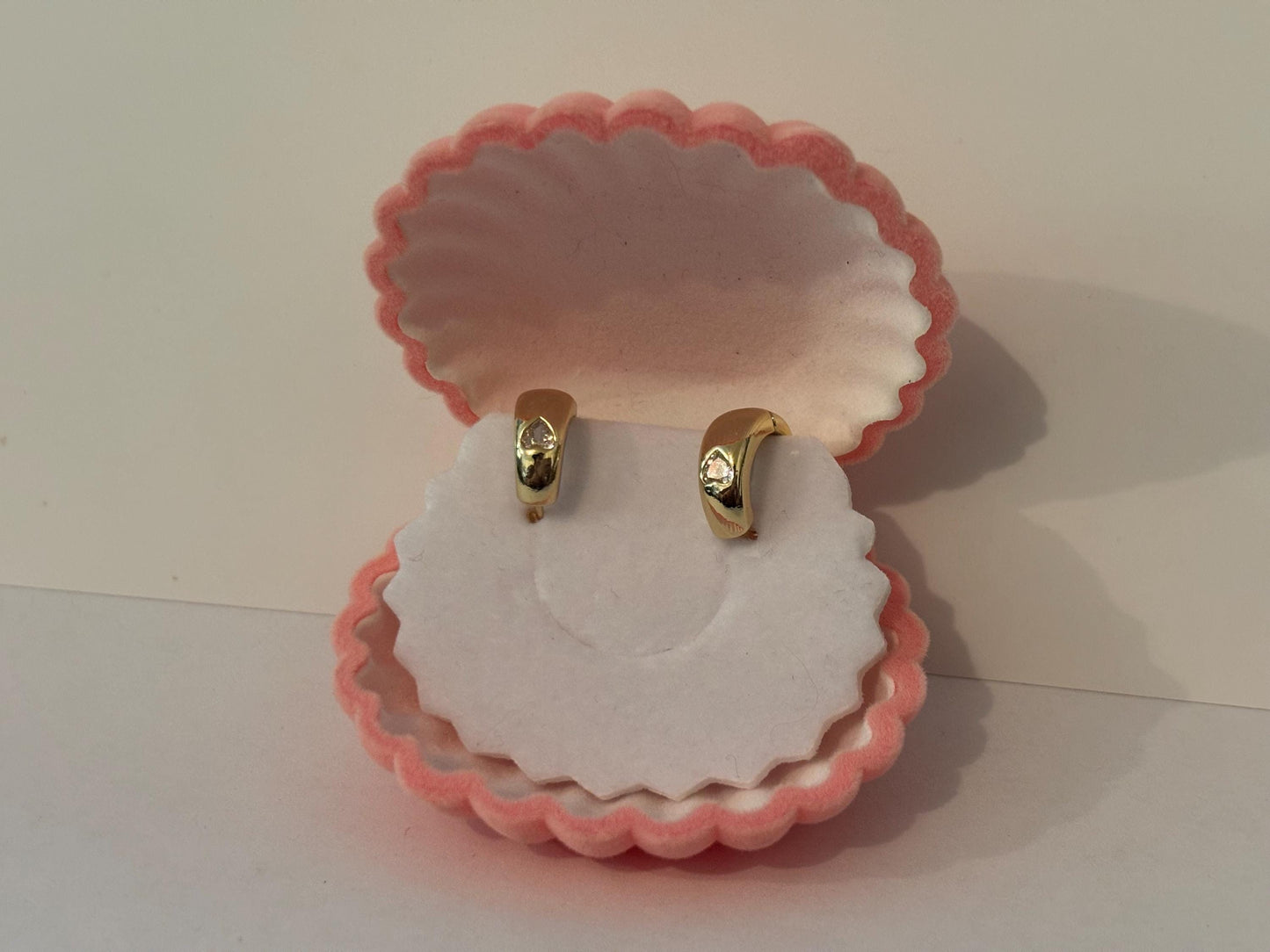 Dainty Hoop Earrings – Gold 14K Plated Heart-Shaped Cubic Zirconia Hoops